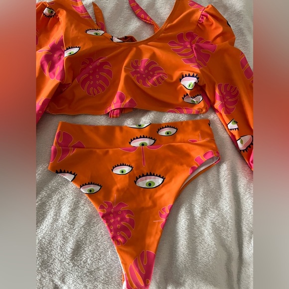 🩷👁️NWOT-SUPER CUTE & FUN ORANGE AND PINK BIKINI SZ M🩷👁️ - Picture 12 of 13